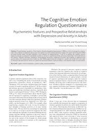 Pdf The Cognitive Emotion Regulation Questionnaire Psychometric Features And Prospective Relationships With Depression And Anxiety In Adults