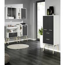 Badmobel Set Lecce 03 5 Teilig Anthrazit Matt Weiss Weiss Buche Massiv B X H X T Ca 220 X 200 X 35cm Midischrank Hochschrank Spiegelschrank