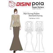 Tqvm video kali ni saya akan tunjuk cara buat. Pola Pakaian Baju Kurung Peplum Dan Kain Duyung Designer Arfah Jailan Shopee Malaysia