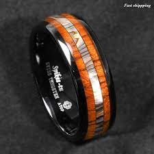 8mm Black Tungsten Carbide Ring Koa Wood Abalone Atop Wedding Band Men S Jewelry Black Wedding Rings Black Tungsten Carbide Ring Tungsten Wedding Rings