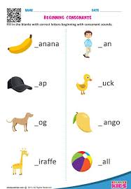 Kindergarten Beginning Consonants Worksheets Which Allow Kids To Fil Letter Worksheets Kindergarten Kindergarten Phonics Worksheets English Worksheets For Kids