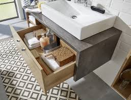 Waschbeckenunterschrank weiß badschrank wc unterstellschrank badezimmer eintürig. Waschplatz Mit Becken Bay Eiche Honig Und Grau