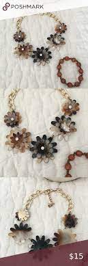 J Crew Tortoiseshell Flower Necklace Womens Jewelry Necklace Flower Statement Necklace Flower Necklace