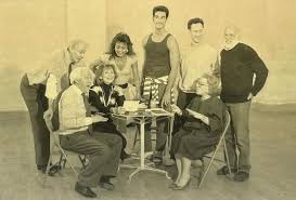 Cris Alexander, Adolph Green, Betty Comden, Cynthia Onrubia, Jerry  Mitchell, William Whitener, Nancy Walker, and Jerome Robbins in rehearsal  for the ON THE TOWN section of JEROME ROBBINS' BROADWAY at 890 Broadway