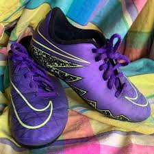 Kid S Soccer Cleats From Nike Hypervenom Line Iridescent Purple With Black And Neon Yellow Accents Grea Girls Soccer Cleats Soccer Cleats Best Soccer Cleats