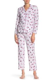 Pj Couture Wine Print Notch Collar Pajama Set Nordstrom Rack