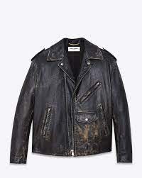 Saint Laurent Oversized Motorcycle Jacket In Black And Beige Leather Ysl Com Looks