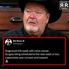 BREAKING: WWE HOFer Jim Ross announces that he has sadly been diagnosed  with colon cancer 🙏🚨 Our thoughts go out to Jim as well as his family and  friends during this extremely