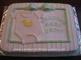 Coolest Homemade Green And Yellow Striped Baby Shower Cake