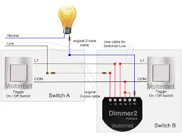 The dimmer may replace only one of these switches , and may be fitted in either position. Apnt 137 Standard 2 Way Lighting Circuit Using Fibaro Dimmer 2 Vesternet