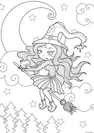Retrouvez nos coloriages à imprimer sur le thème d'halloween comme les citrouilles, les sorcières, les chats noirs, les fantômes, les maisons hantées mais aussi des mandalas et des super héros. Coloriage Jolie Sorciere Simple Pres De La Lune Dessin Halloween Sorciere A Imprimer