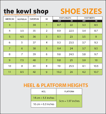 Shoe Sizes The Kewl Shop