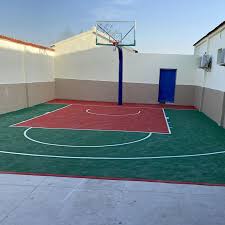Red borders act as a warning area. Beable Removable Plastic Pp Flooring Tiles For Backyard Basketball Court Basketballs Aliexpress