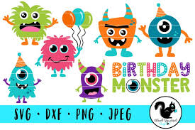 Free birthday banner vector download in ai, svg, eps and cdr. Cute Monsters Birthday Bash Bundle Little Monster Party 379032 Svgs Design Bundles