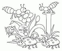 Spring Nature Coloring Page For Kids Seasons Coloring Pages Printables Free Wuppsy Com Spring Coloring Sheets Bug Coloring Pages Insect Coloring Pages