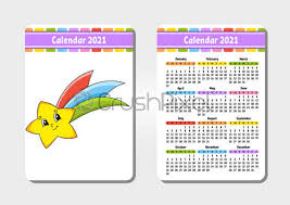 Hope you already downloaded printable 2021 half year calendar. Calendar For 2021 With A Cute Character Falling Star Pocket Stock Vector Crushpixel