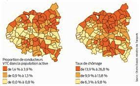 Quelle est la ville comptant le plus de chômeurs par rapport au nombre d'habitants ? Proportion De Chauffeurs Vtc Dans La Population Active Et Taux De Chomage Dans Les Communes De Paris Et De La Premiere Couronne En 2015 En Alternatives Economiques