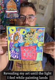 Revealing my art until the light I feel while painting lands somewhere that  needs it. Because what starts as color