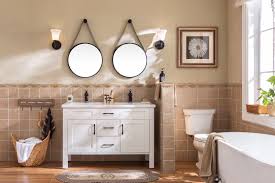 120cm Bathroom Vanity With Double Sink And Double Round Mirrors Bathroom Vanity White Vanity Bathroom Blue Bathroom Vanity