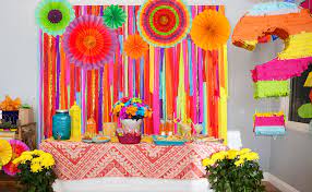 Mexican calavera skull in stained glass theme. Amazon Com Mexican Fiesta Theme Party Backdrop With Fiesta Paper Fans Mexican Fiesta Cinco De Mayo Party Decorations Streamer Backdrop For Fiesta Taco Party Wedding Bridal Baby Shower Birthday Party Supplies Health