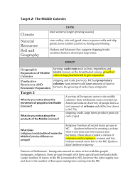 middle colonies chart notes mr pages us history blog