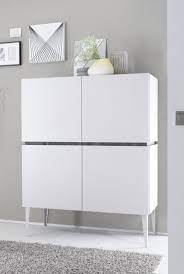 Madia Credenza Moderna Con 4 Ante E Gambe A Spillo Strutture E Frontali Sono In Finitura Bianco Opa Credenza Design Arredamento Arredamento Moderno Soggiorno