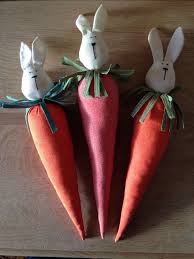 3 Lapins De Paques Orange Carotte En Tissu Accessoires De Maison Par Cottonlu Decoration Paques Lapin De Paques Bricolage Paques
