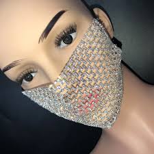 Dámske Luxusné Svieti Drahokamu Crystal Mask Dámske Pánske šperky Maska  Tváre šperky Sexy Svieti Crystal Dutá Maska ~ Prenosné Audio & Video