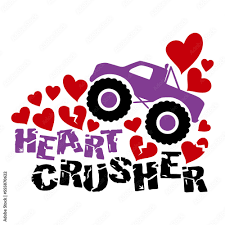 Heart Crusher. Romantic design with valentines truck and hand-drawn text  for valentines day or wedding Stock Vector | Adobe Stock
