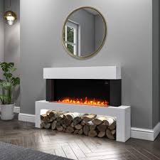 I searched & was excited to discover magikflame. Amberglo White Electric Fireplace Floor Standing Suite Logs Crystal Fuel Beds Buy Onli In 2021 Electric Fireplace Suites Fireplace Suites White Electric Fireplace