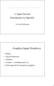 A computer's output devices are those part of computer hardware equipment that converts the information into readable form. Graphics Input Primitives 5 Input Devices Introduction To Opengl String Choice Selection Valuator Pdf Free Download