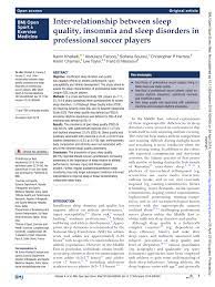 Pdf Inter Relationship Between Sleep Quality Insomnia And Sleep Disorders In Professional Soccer Players