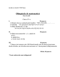 .6, faza pe scoala sau locala? Subiecte Propuse Olimpiada Matematica Clasa A Iv A
