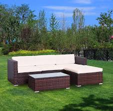 Youke 5 Pcs Patio Pe Rattan Wicker Sofa Sectional Furniture Set Garden Lawn Pool Backyard Outdoor Sofa Wicker Conversation Set White Garden Outdoor Cjp Org In