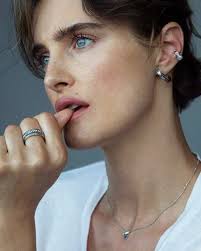 Jack Silver Band Ring in Charcoal Gray Crystal