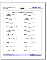 Division Pre Algebra Problems Algebra Worksheets Pre Algebra Algebra Problems