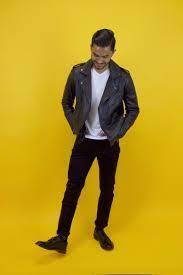 Onleather Wearing Black Leather Jacket Black Black Shoes