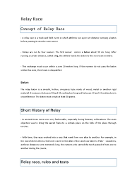 2018 road relay race rules. Concept Of Relay Race