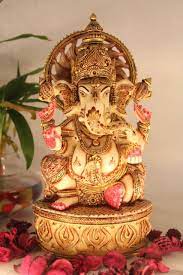 Lord Ganesha Statue Sitting Gold Painted Sculpture Hindu God Figurine Temple Feng Shui Decor Unique Gifts Hindu God Yoga Statue In 2021 Hindu Gods Ganesha Lord Ganesha