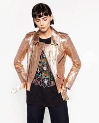Image 2 Of Metallic Leather Jacket From Zara Metallic Jacket Leather Jacket Jackets