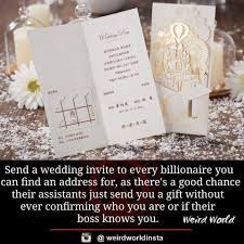 Send An Invite To Every Millionaire Billionaire You Can Find An Address For Brilliant Wedding Invitation Cards Wedding Invitations Wedding Cards