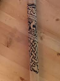 Carved And Burned Ash Wood Axe Handle Wood Axe Carving Viking Axe