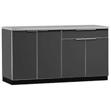 Newage Products Aluminum 2 Piece Modular Outdoor Kitchen Cabinets Wall Finish Slate Grey In 2020 Modular Outdoor Kitchens Kitchen Set Cabinet Outdoor Kitchen Cabinets
