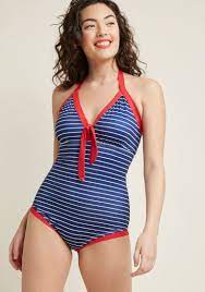 60s Swimsuits Bathing Suits Retro Swimwear Deep End Diva One Piece Swimsuit In Nautical In 2x By High Dive By Mo One Piece Swimsuit One Piece Retro Swimwear