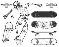 Illustration of skeleton riding skateboard vector art, clipart and stock vectors. Set Of Skateboards With Skeleton Skateboarder Royalty Free Cliparts Vectors And Stock Illustration Image 96761553