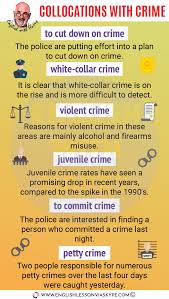 English Collocations With Crime Learn English With Harry In 2020 Learn English English Collocations Idioms And Phrases