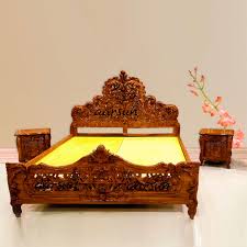 You'll surely enjoy lounging on our. King Size Bed Hand Carved Teak Wood High Gloss Finish 421