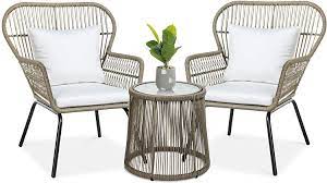 Maybe you would like to learn more about one of these? Buy Best Choice Products 3 Piece Patio Conversation Bistro Set Outdoor All Weather Wicker Furniture For Porch Backyard W 2 Wide Ergonomic Chairs Cushions Glass Top Side Table Tan Online In Turkey B07ffg458d
