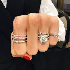 From Left To Right Multi Band Diamond Ring Criss Cross Moissanite Engagement Ring White Gold Vintage Floral Engagement Rings Vintage Engagement Rings Unique