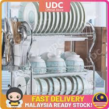 Product title ubesgoo space saving rack 2 tier stackable under sin. Ready Stock Udc 3 Tier Stainless Steel Kitchen Dish Rack Shelf Dish Storage Draining Rack Rak Pinggan Shopee Malaysia